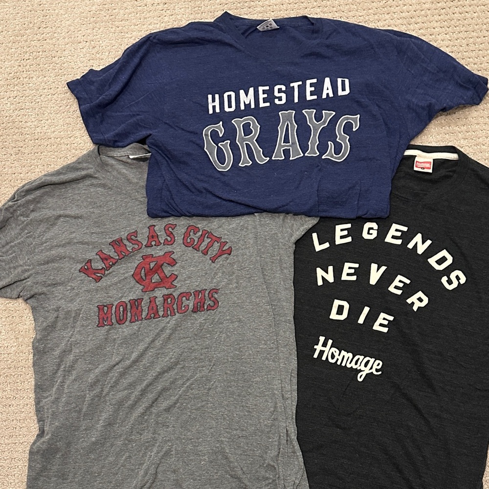 Lot of 3 Baseball T-Shirts Bundle - Homage and Charlie Hustle